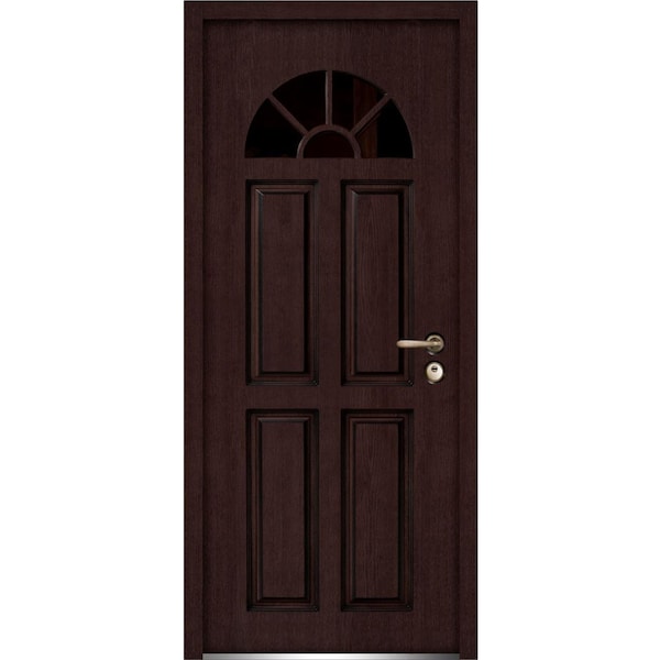 Vdomdoors Front Exterior Prehung Glass Steel Door 36x80 " InswingBallucio 1788 Dark OakPanel Inserts Classic BALLUCIO1788ED-BRW-36-LH - main